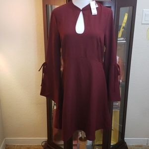 Ny&Co Burgundy flare sleeve dress